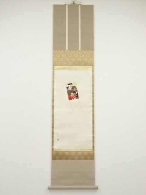 JAPANESE WALL HANGING SCROLL / HAND PAINTED / KITE FLYING / ARTIST WORK